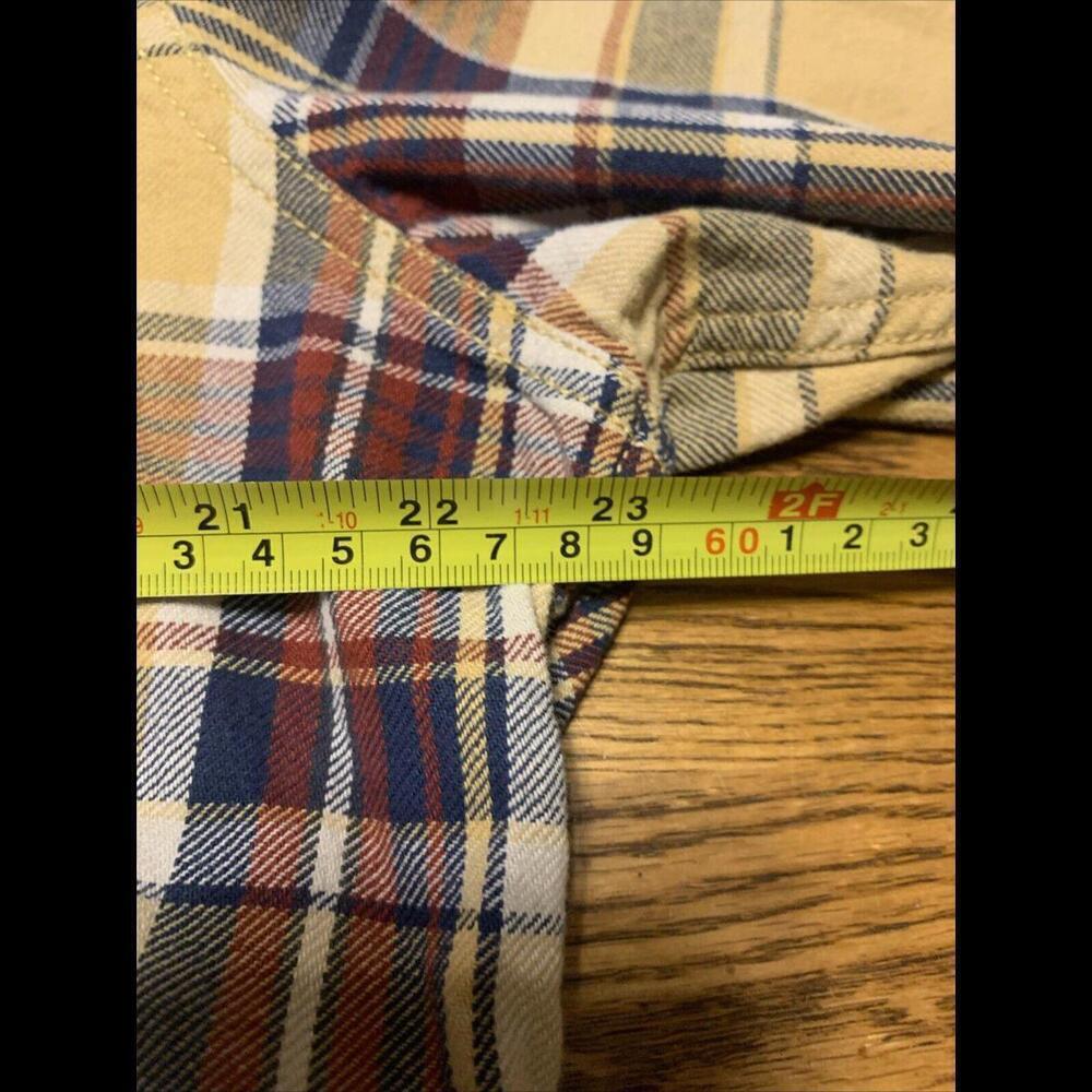Eddie Bauer Shirt Mens Large Yellow Blue Plaid Long Sleeve Flannel Button Up - Picture 4 of 7